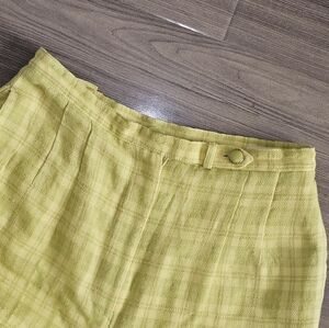Vintage Y.ves Chartreuse Plaid Tweed Pedal Pushers Capris